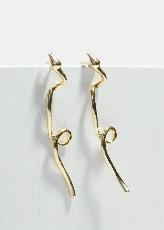 Ladies gold stud earrings-Snake Loop Dangle Earrings