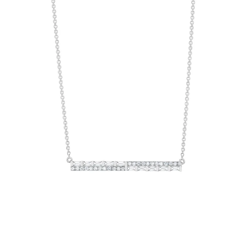 Ladies adjustable gold necklace-Uneek Diamond Necklace with Round and Baguette Diamonds