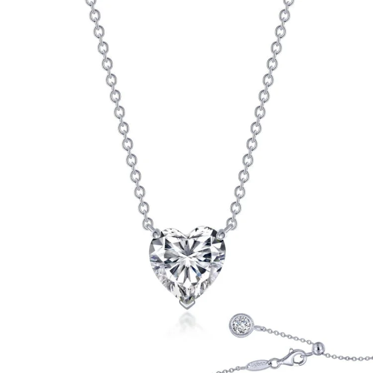 Ladies long chain necklace-Heart Solitaire Necklace