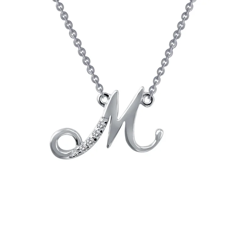 Ladies diamond pendant necklace-Letter M Pendant Necklace