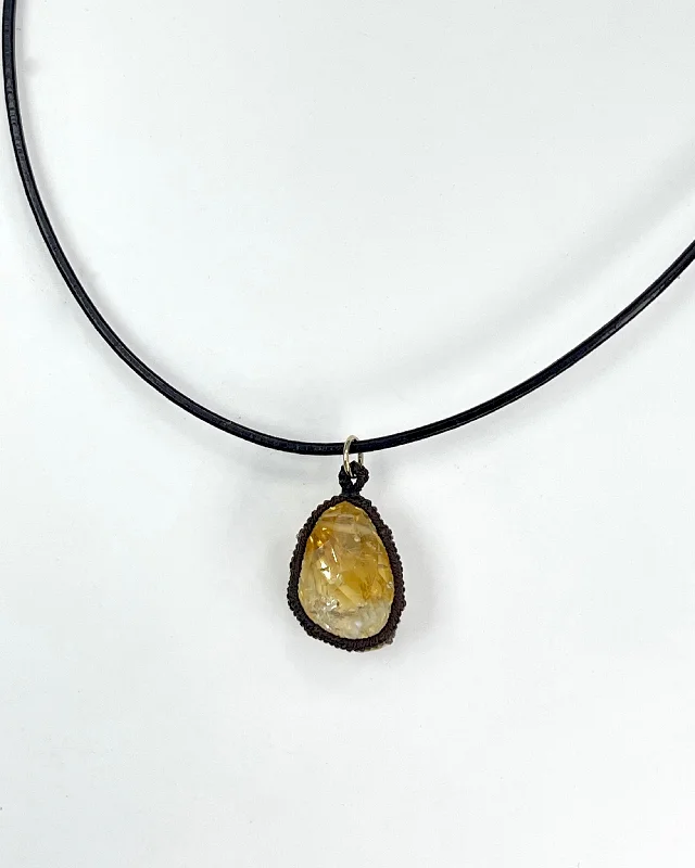 Ladies gemstone charm necklace-Danielle Welmond Caged Citrine Necklace