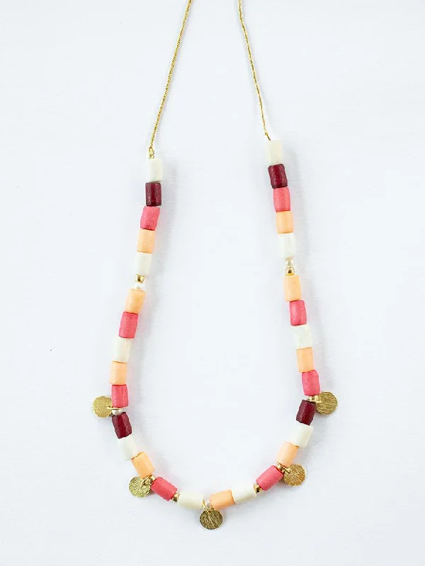 Ladies trendy gold necklace-Emily Necklace - Coral