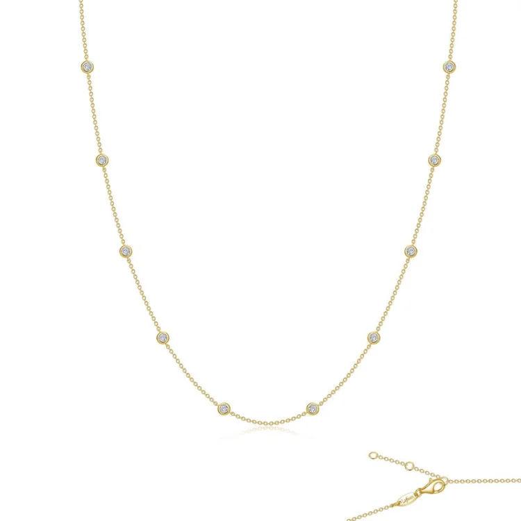 Ladies gold-plated necklace-Classic Station Necklace