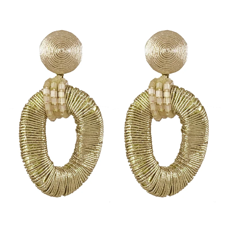 Ladies big hoop earrings-Chainlink Drop Gold