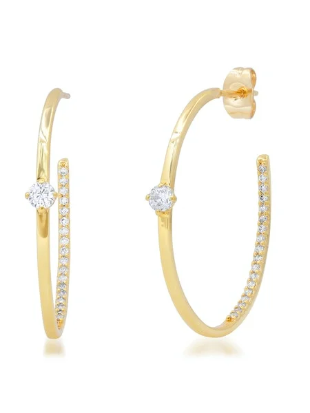 Ladies gold-plated earrings-Inside Out Hoop