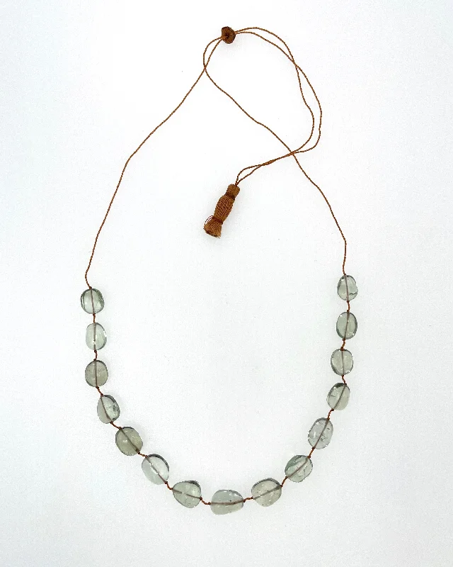 Ladies sterling silver necklace-Lena Skadegard Green Amethyst Stone Necklace