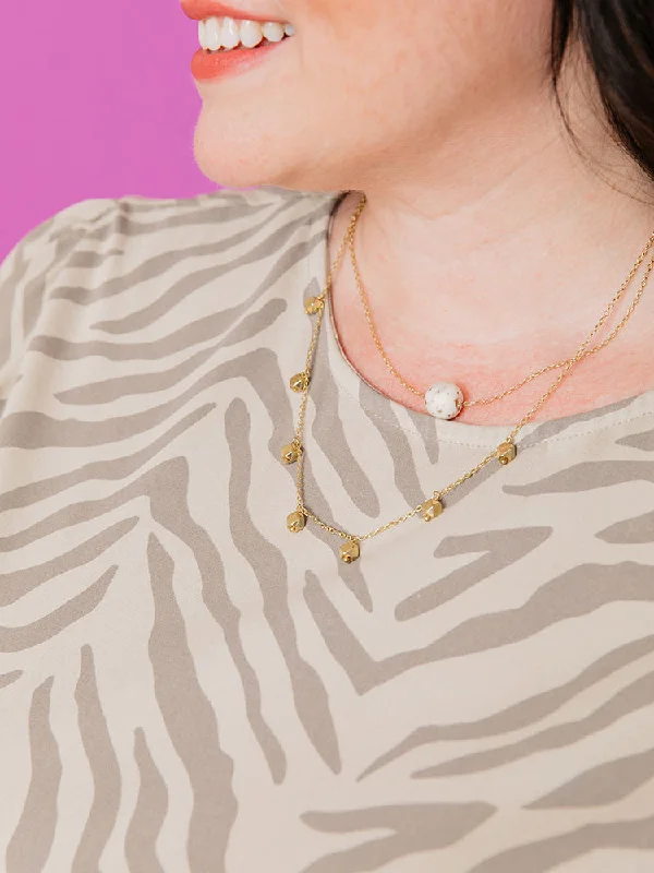 Ladies geometric necklace-Alina Layered Necklace - Gold