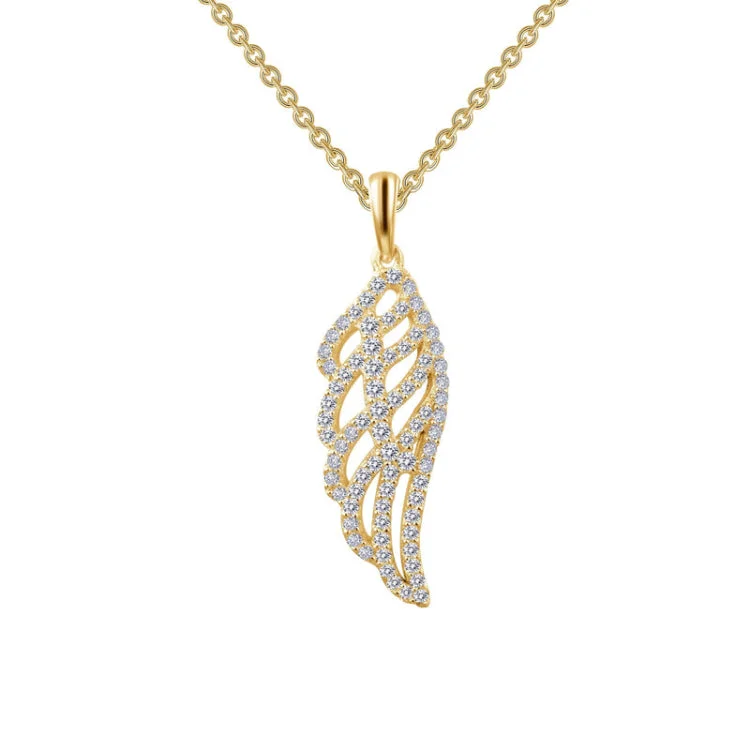 Ladies butterfly pendant necklace-Angel Wing Pendant Necklace