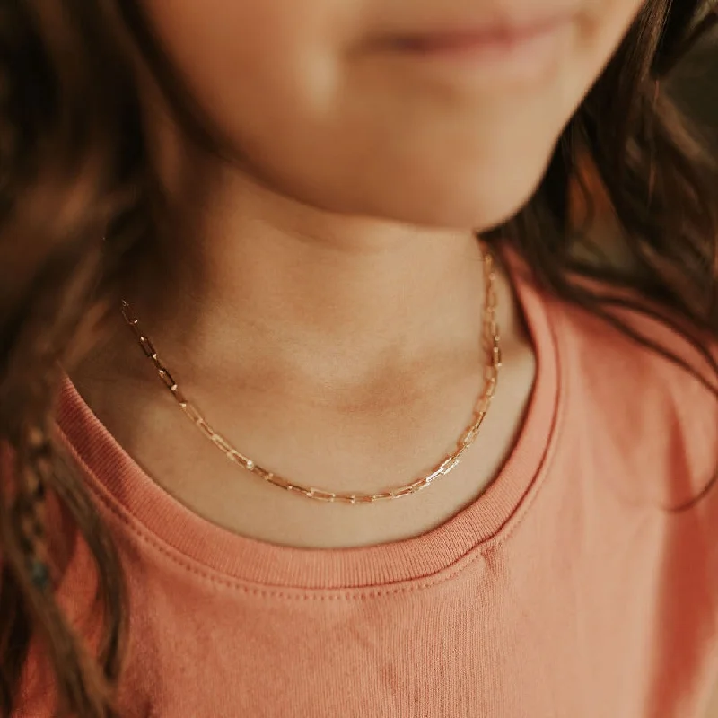 Ladies layered gold necklace-*Littles* Madeline Gold Filled Paperclip Necklace