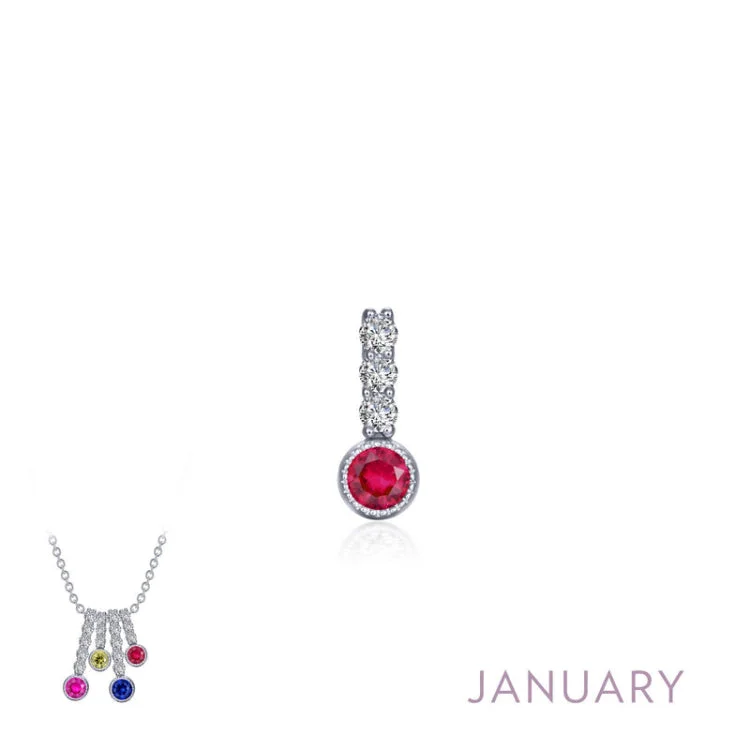 Ladies silver pendant necklace-January Birthstone Love Pendant