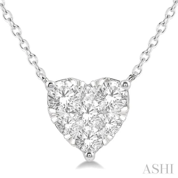 Ladies infinity necklace-3/4 Ctw Lovebright Diamond Heart Necklace in 14K White Gold