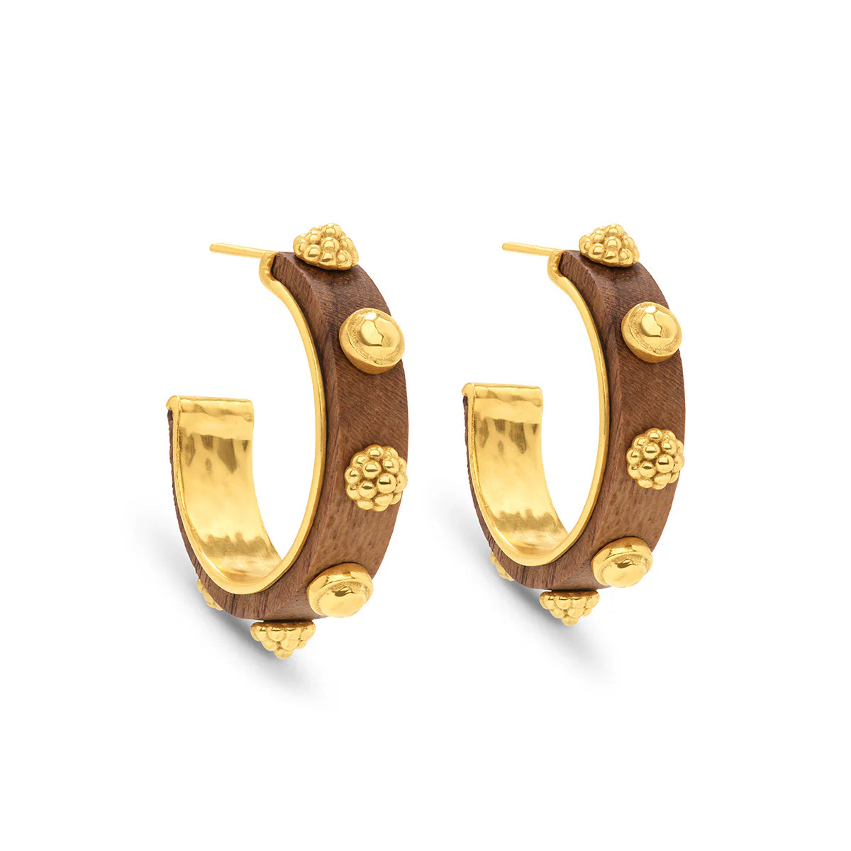 Ladies stud earrings-Gaia Hoop Earrings - Teak