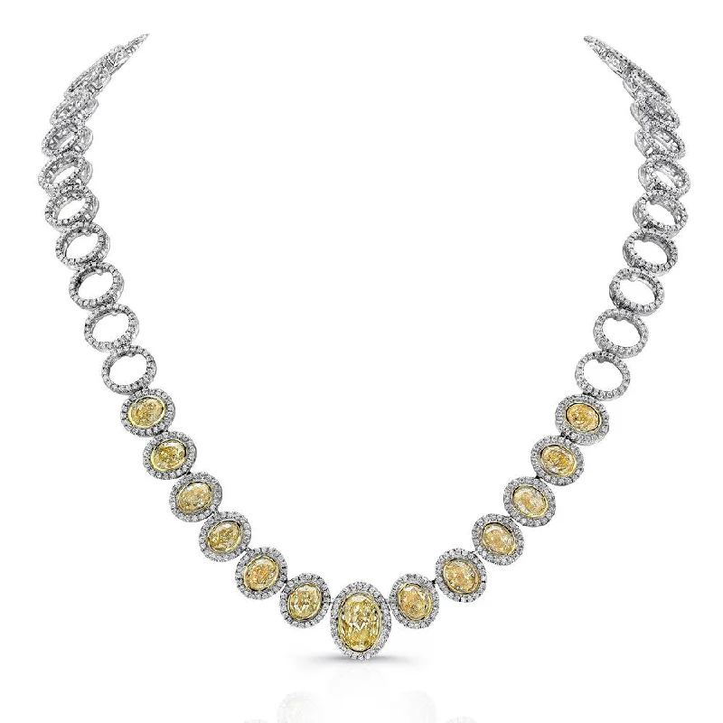 Ladies unique charm necklace-Uneek Oval Fancy Yellow Diamond Necklace