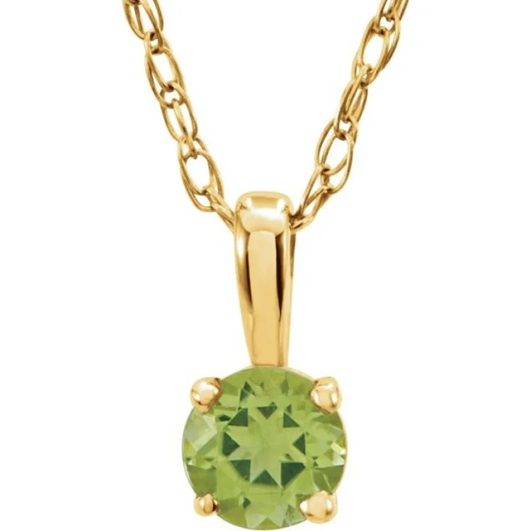 Ladies flower necklace-14K Yellow 3 mm Imitation Peridot Youth Solitaire 14" Necklace