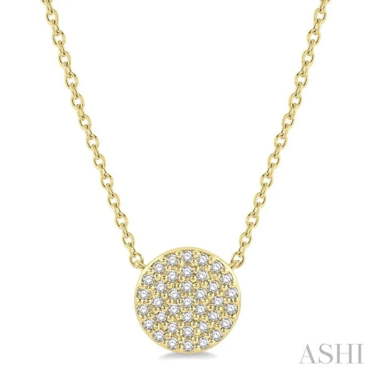 Ladies multi-strand necklace-1/6 Ctw Disc Round Cut Diamond Necklace in 10K Yellow Gold