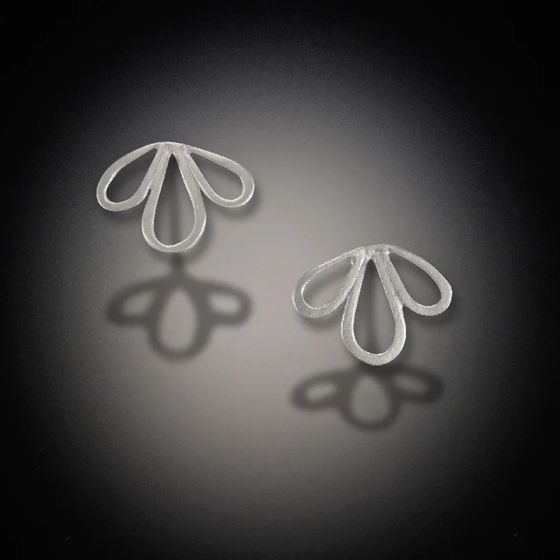 Ladies small hoop earrings-Open Leaf Trio Stud Earrings