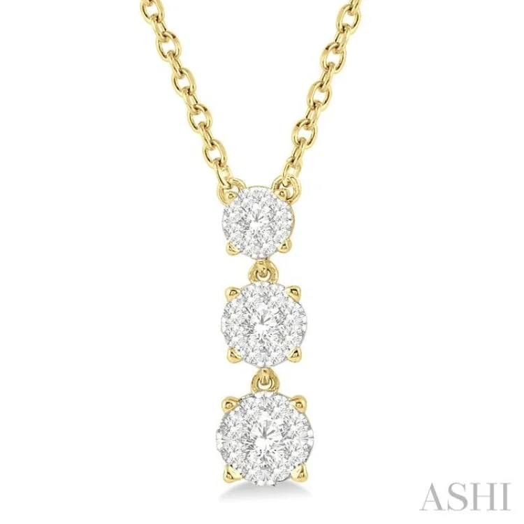 Ladies fashion chain necklace-1/3 Ctw Round Cut Lovebright Diamond Layered Necklace in 14K Yellow Gold