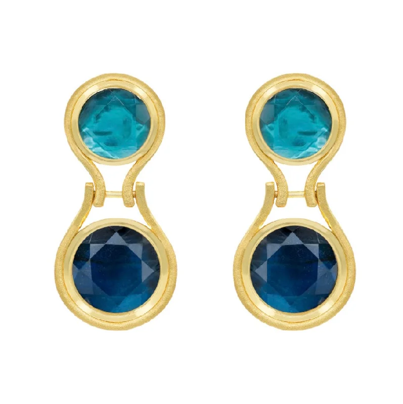 Ladies hoop earrings with gemstones-Anya Blue