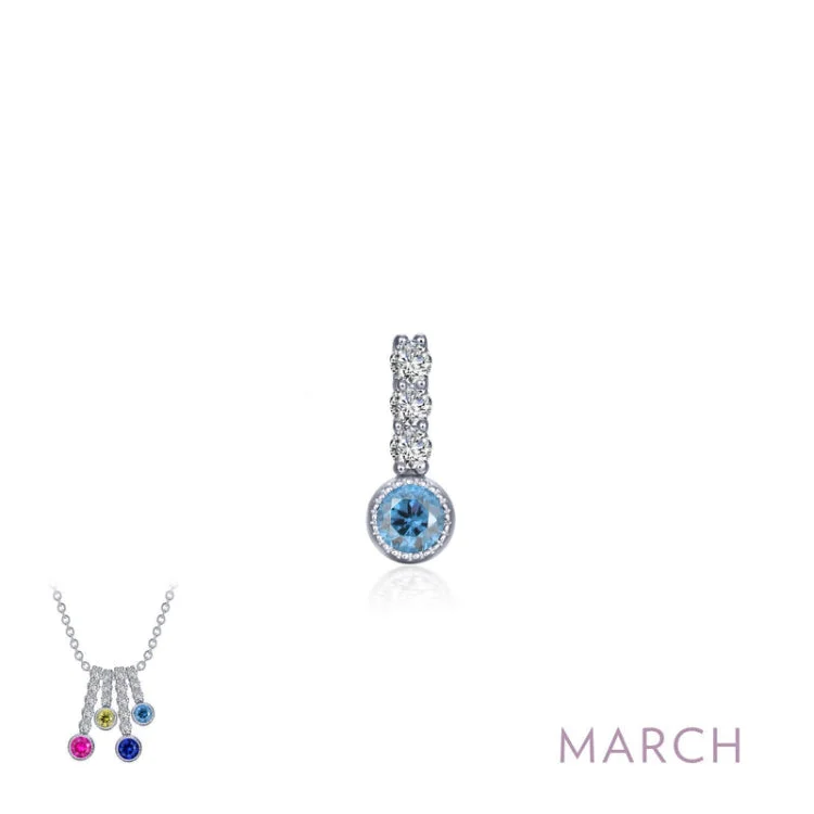 Ladies birthstone pendant necklace-March Birthstone Love Pendant