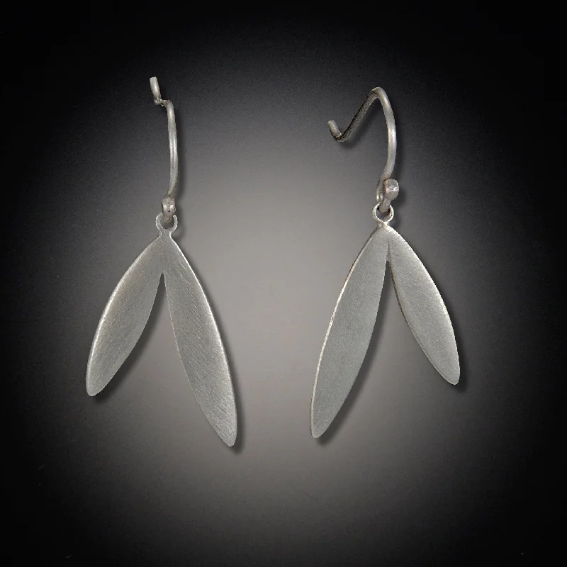 Ladies teardrop diamond earrings-Large Leaf Earrings