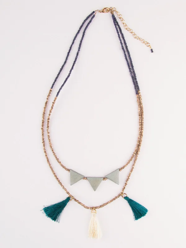 Ladies unique charm necklace-Jubilee Tassel Necklace - Teal