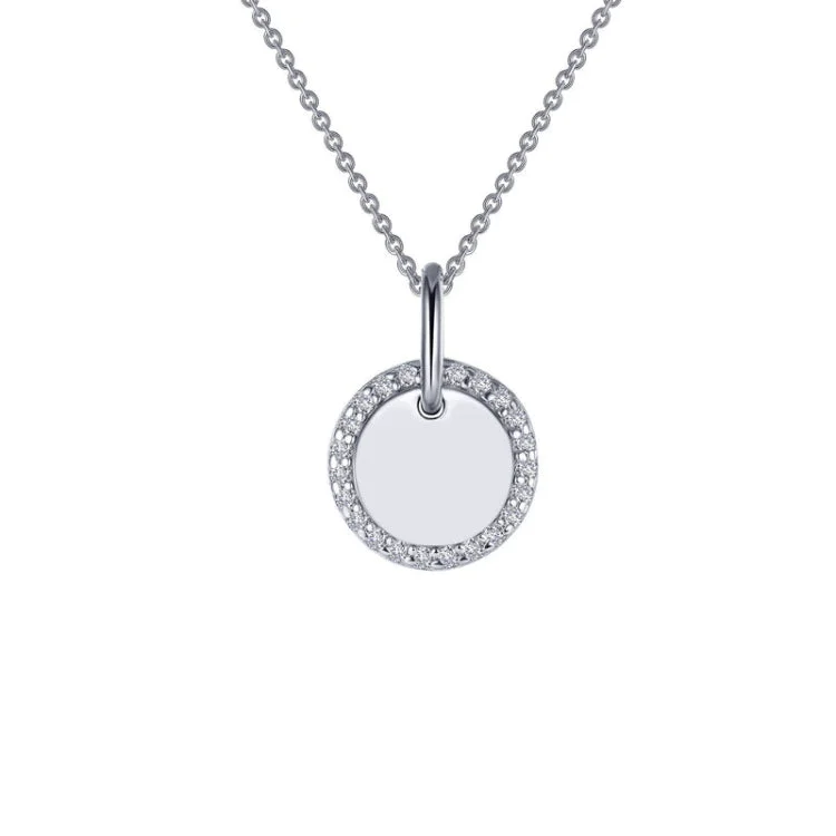 Ladies simple chain necklace-Round Disc Pendant Necklace