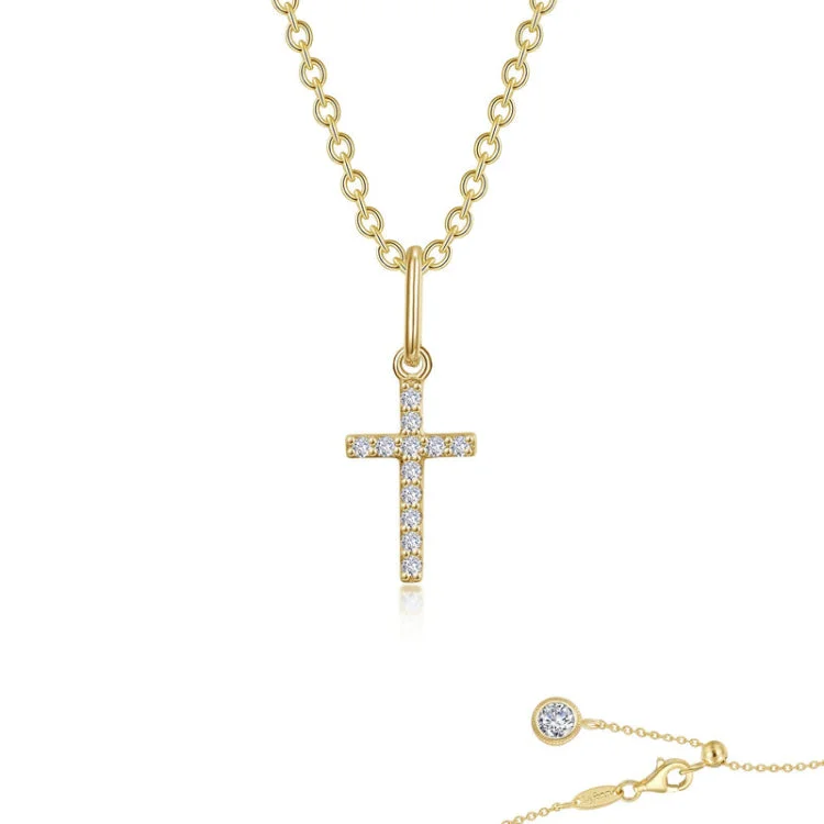 Ladies gold pendant necklace-Mini Cross Necklace