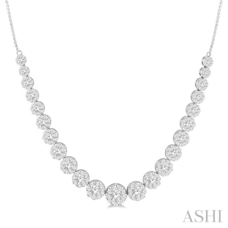 Ladies gemstone charm necklace-5 Ctw Round Cut Lovebright Diamond Necklace in 14K White Gold