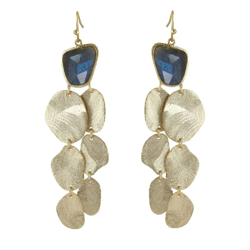 Ladies hoop earrings with diamonds-Labradorite drops