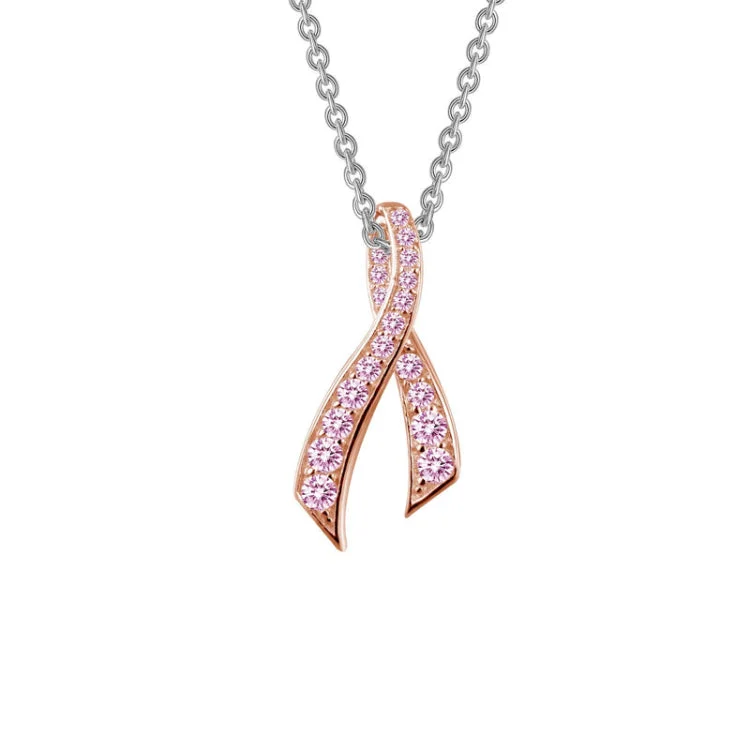 Ladies chain and gemstone necklace-Pink Ribbon Pendant Necklace