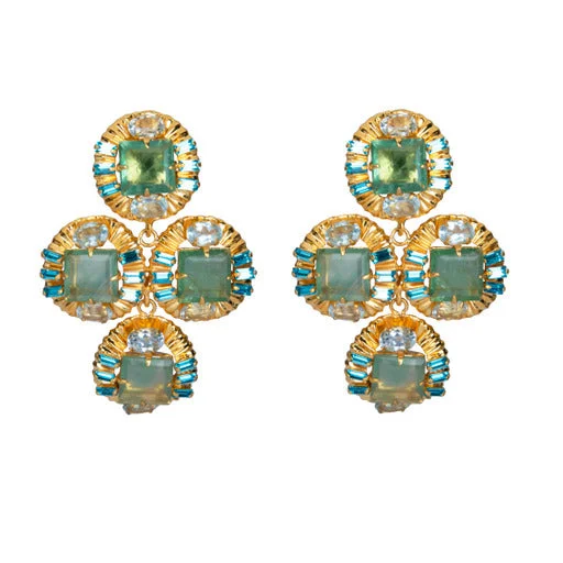 Ladies gem-studded earrings-Fluorite Statement