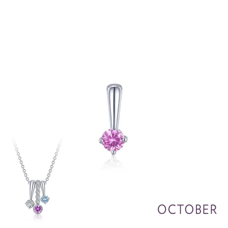 Ladies adjustable necklace-October Birthstone Love Pendant