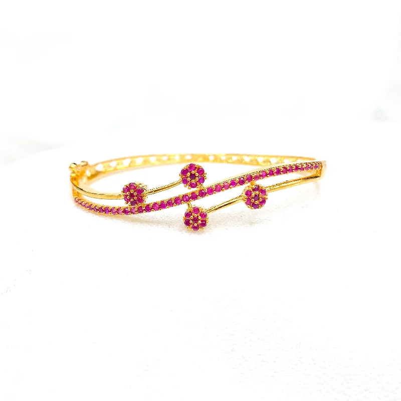 Dainty Detailed Cubic Zirconia (CZ) Stones Single Kada Bangle