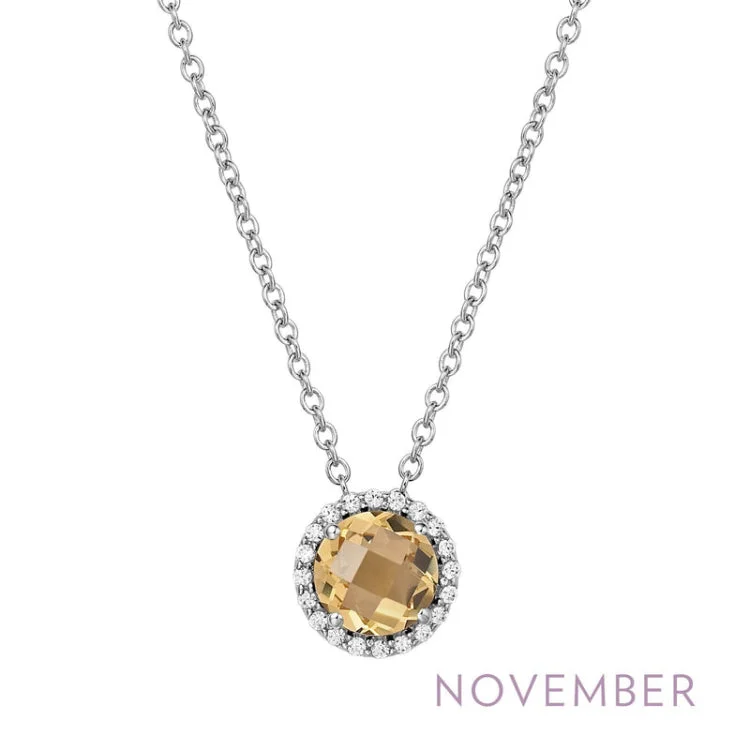 Ladies gold pendant necklace-November Birthstone Necklace