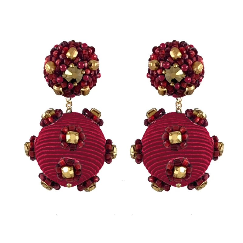 Ladies heart-shaped earrings-Wine Jewel Gumball