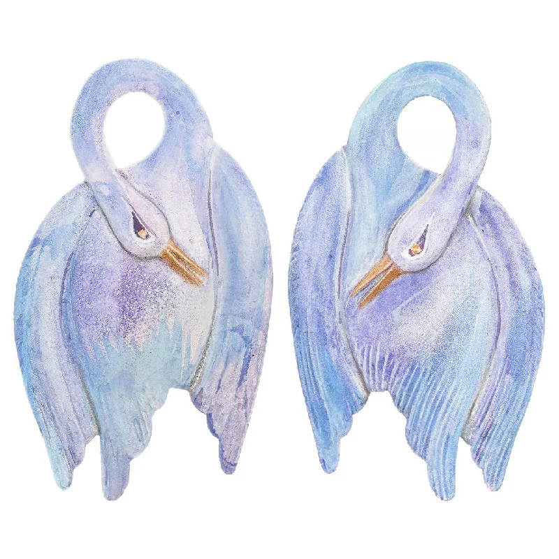 Ladies white gold earrings-Watercolour Swan Earrings