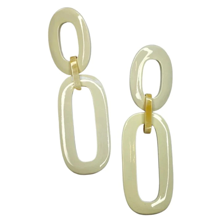 Ladies flower-shaped earrings-Ivory lacquer drops