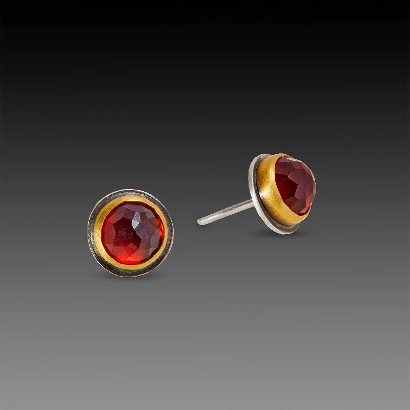 Ladies moonstone earrings-Hessionite Garnet Stud Earrings