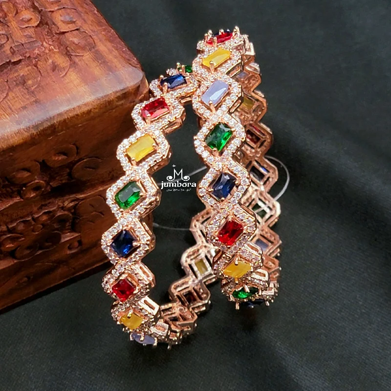 Multicolor Rose Gold AD Zircon (CZ) Bangle