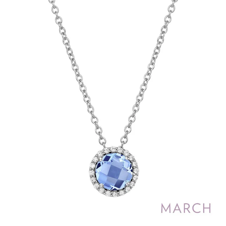 Ladies long chain necklace-March Birthstone Necklace