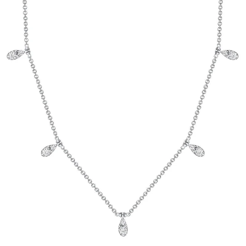 Ladies silver necklace-Uneek Cascade Collection Drop Necklace