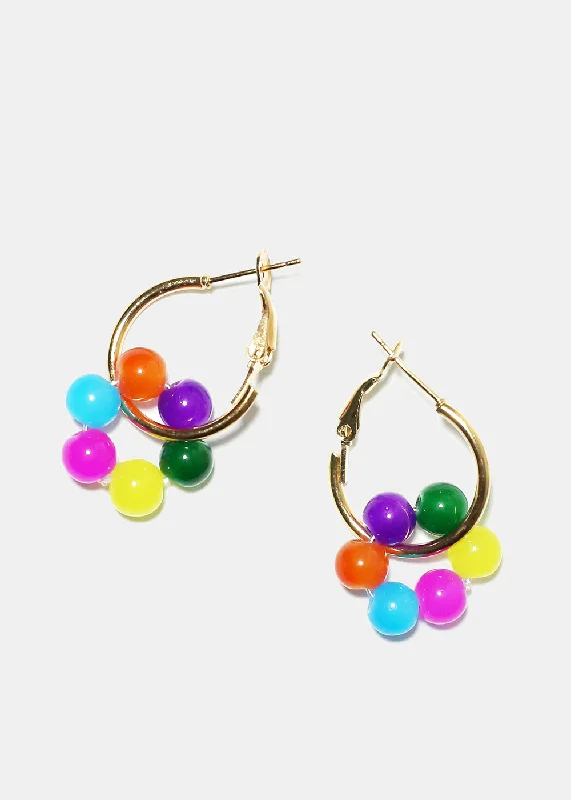 Ladies gold drop earrings-Bright Beaded Earrings