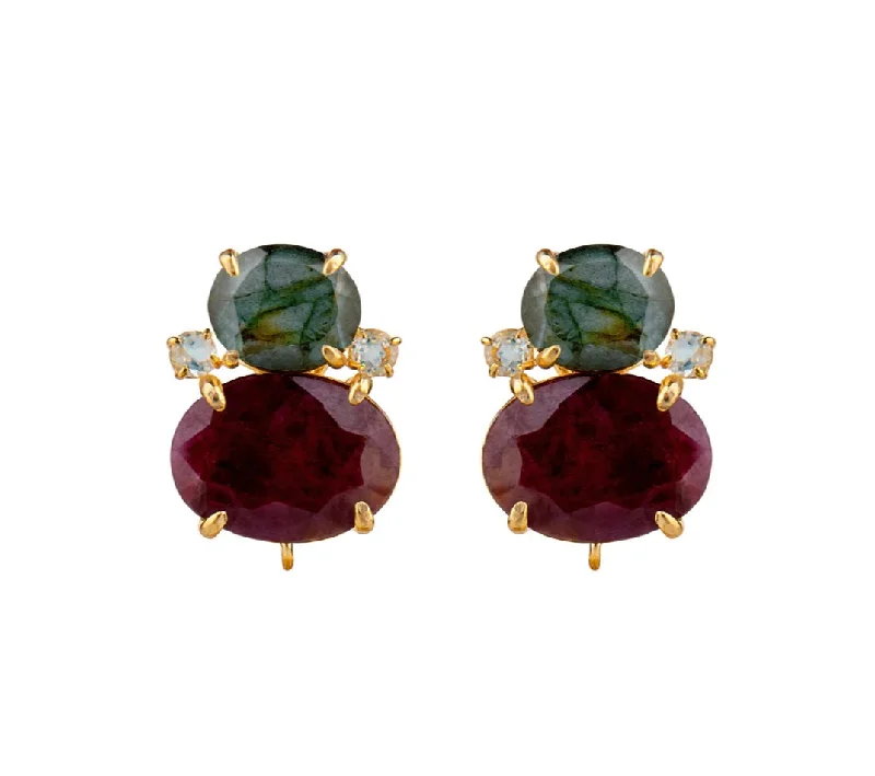 Ladies chic earrings-Ruby Drops