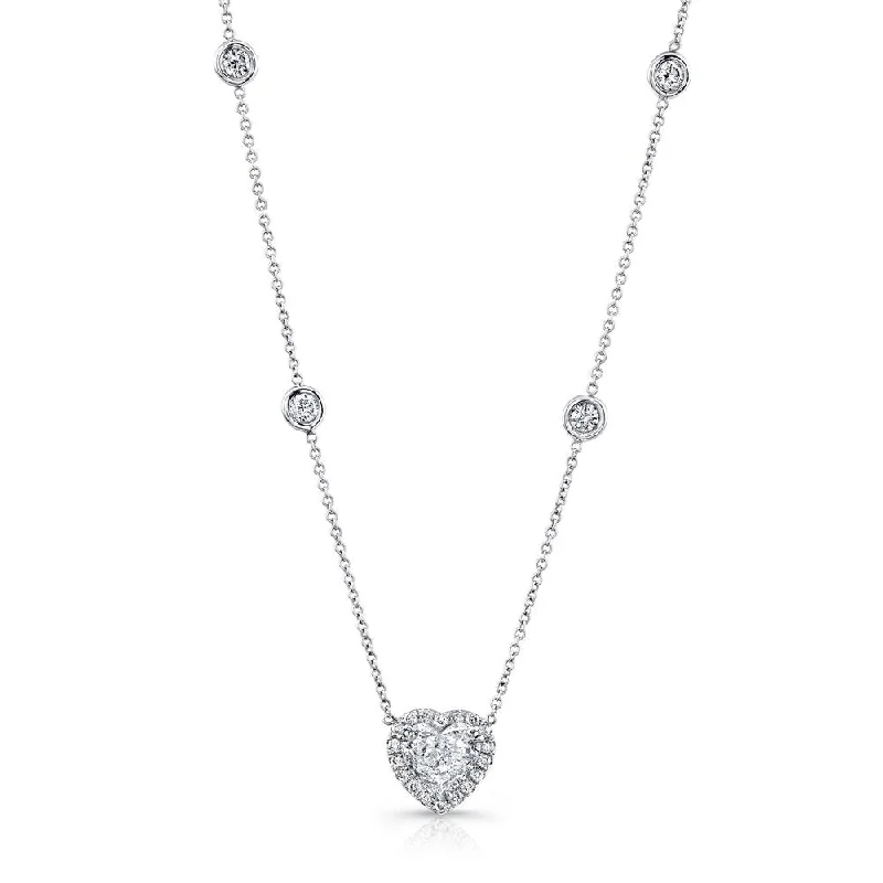 Ladies multi-chain necklace-Uneek Sweet-Pea Collection Heart Heart Shaped Diamond Necklace