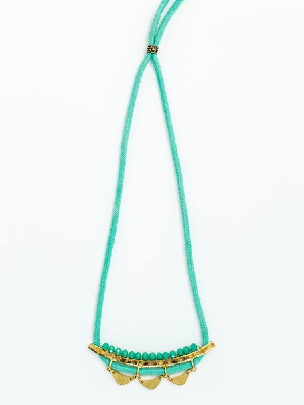 Ladies trendy crystal necklace-Malika Necklace - Teal