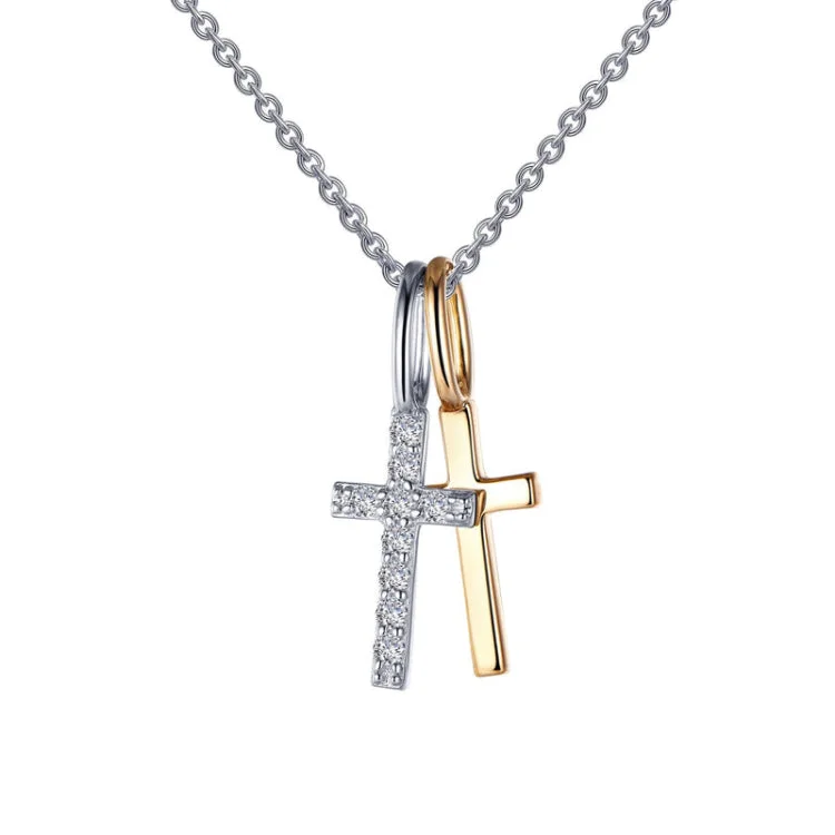 Ladies multi-stone necklace-Cross Shadow Charm Pendant Necklace