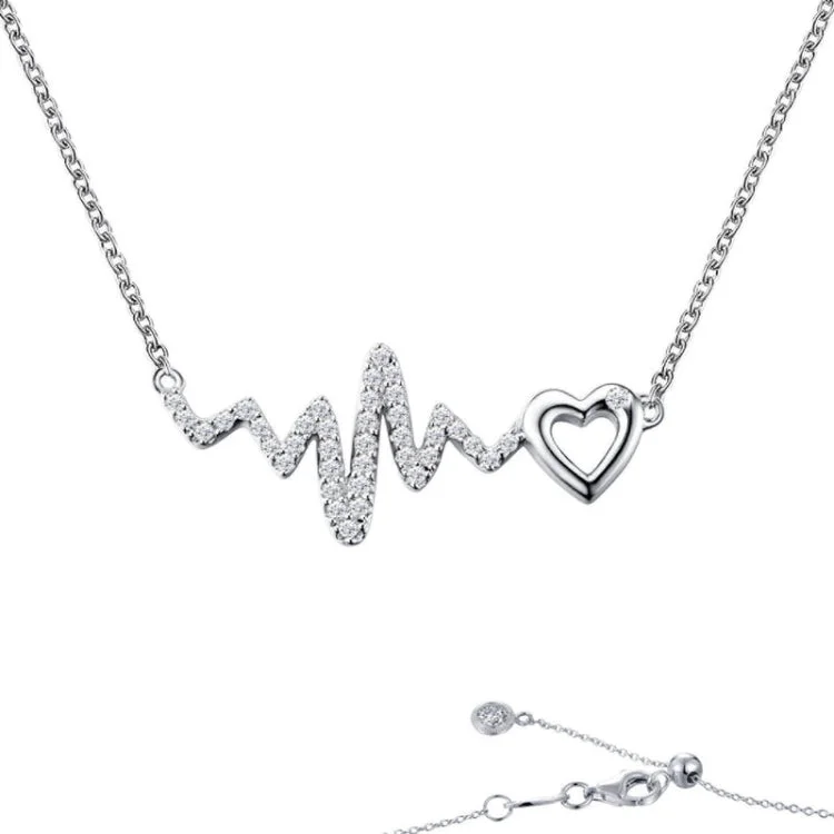 Ladies multi-stone necklace-Heart & Heartbeat Necklace