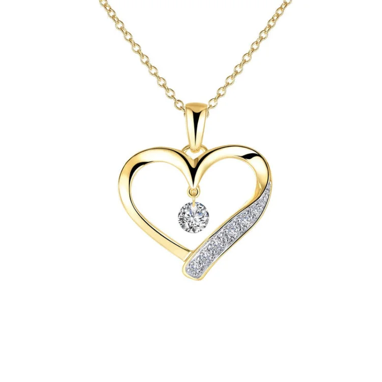 Ladies elegant silver necklace-Open Heart Pendant Necklace