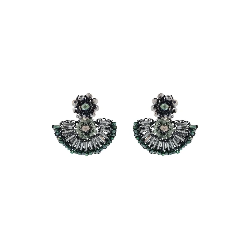 Ladies infinity earrings-Moss Green Deco