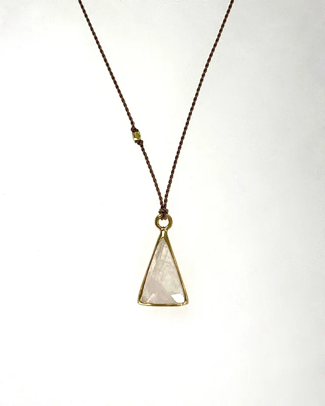 Ladies gemstone-studded necklace-Margaret Solow Triangle Moonstone Necklace